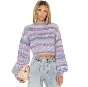 For Love & Lemons Kara Cropped Mock Neck Sweater Size Medium